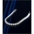 thumbnail image 3 of Cluster Tennis Bracelet For Men White Round Cut Diamond 14K White Gold Plated Silver, 3 of 4