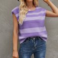 thumbnail image 3 of Chaleco de punto para mujer cuello redondo a rayas camisetas sin mangas para mujer chaleco suelto para mujer FLhrweasw Nuevo, 3 of 7
