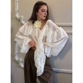 thumbnail image 5 of Women'S V-Neck Ruffle Trendy Autumn Fashion Long Sleeve Blouse Dressy Casual Outfits Tops White L, 5 of 9