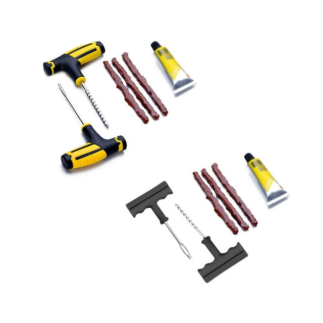 Outils Manuels pour Réparation de Pneus de Voiture, Vélo, Pneu Tubeless, Colle Portable, Remplacement d'Urgence, Moto, Extérieur, Bandes Automobiles avec Colle, Noir