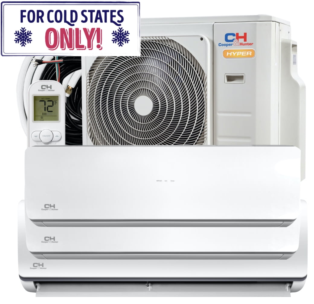 3 Zone Mini Split System Cooper&Hunter Three 3 zone 36,000 BTU Hyper series, Multi Zone 9k+12k