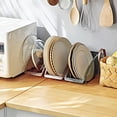 thumbnail image 4 of Soporte para platos de cena, organizador de gabinete de cocina de plástico para platos, cuencos verticales, soporte para tapa, estante de almacenamiento de cubiertos, 4 of 5