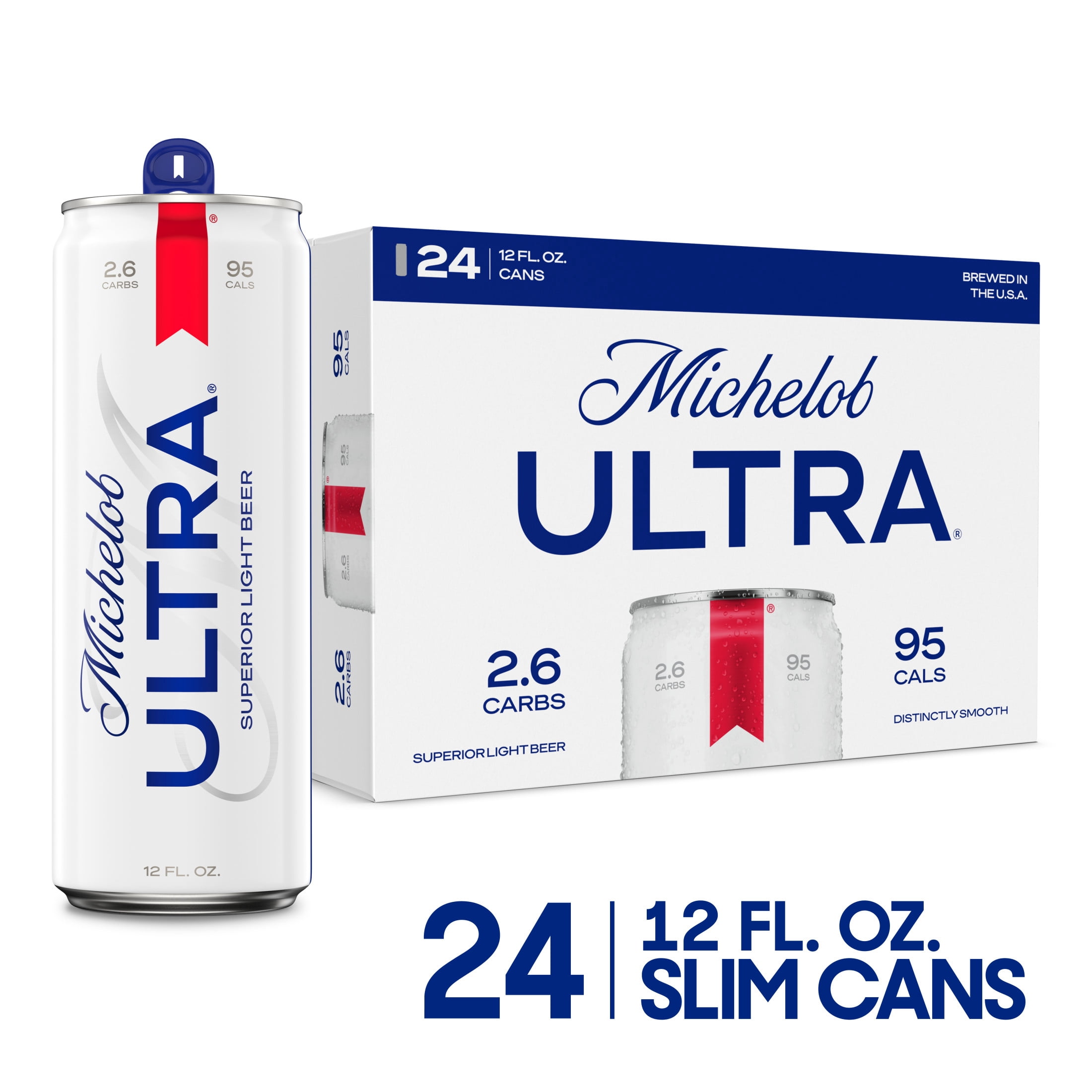 Michelob Ultra, Beer, Superior Light American Lager, 24 cans, 12