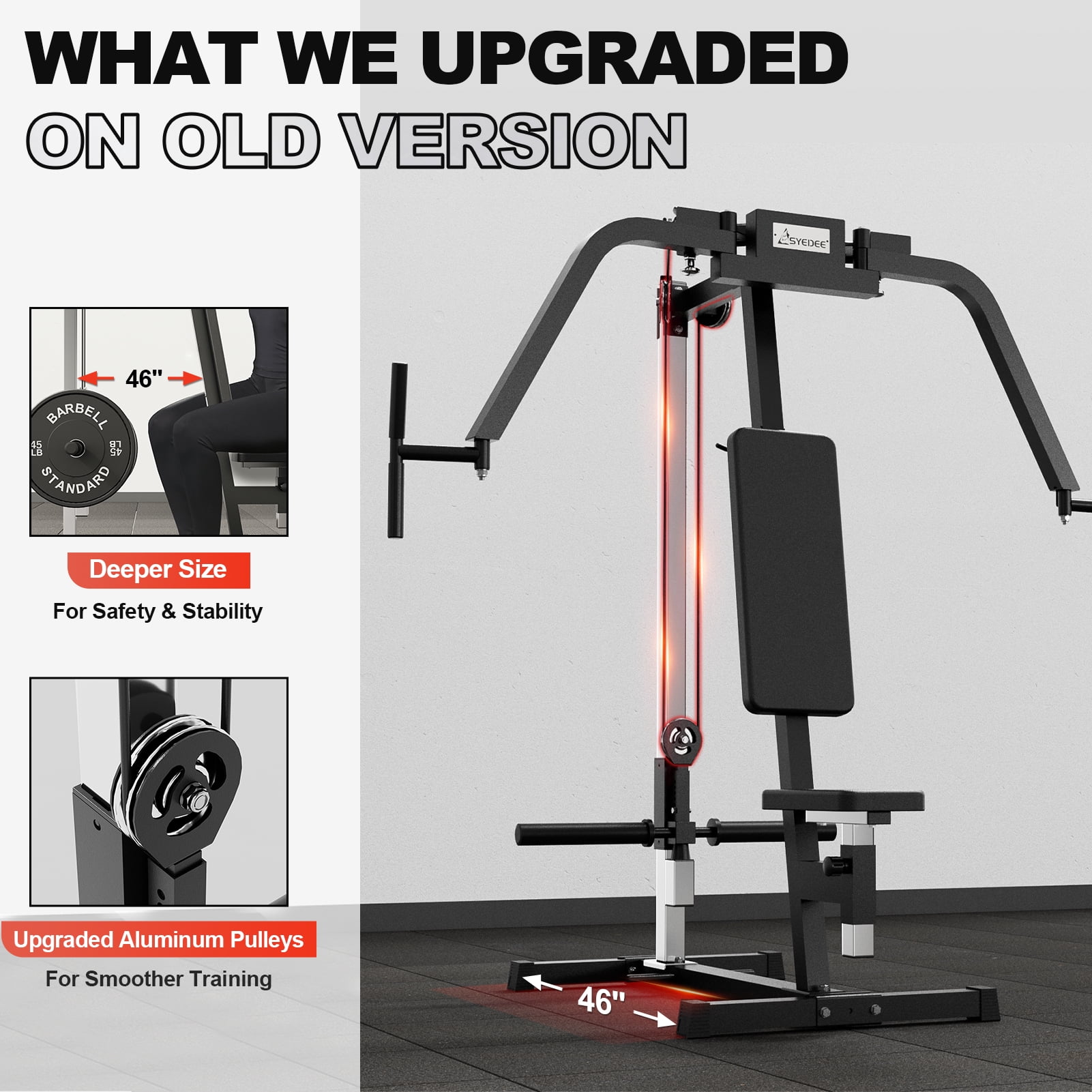 Syedee Chest Fly & Reverse Delt Machine, Plate-Loaded Pec Deck,  400 LBS Upper Body Specialty Machine, 4-Level Seat, 2:1 Ratio, Aluminum Pulleys, Compact Home Gym