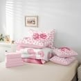 thumbnail image 6 of Homewish Teens Girls Kawaii Ribbon Bowtie 7-Piece Twin Bedding Sets,Pink White Bedding Comforter Set,Leopard Print Breathable Sheet Sets,Luxury Bedroom Decor,Reversible, 6 of 8