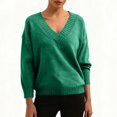thumbnail image 7 of Women's Fashion Casual Solid Color Sweater Set Head V Neck Warm Long-sleeved Sweater for Fall Winter Layering and Comfort,Green,4XL, 7 of 7