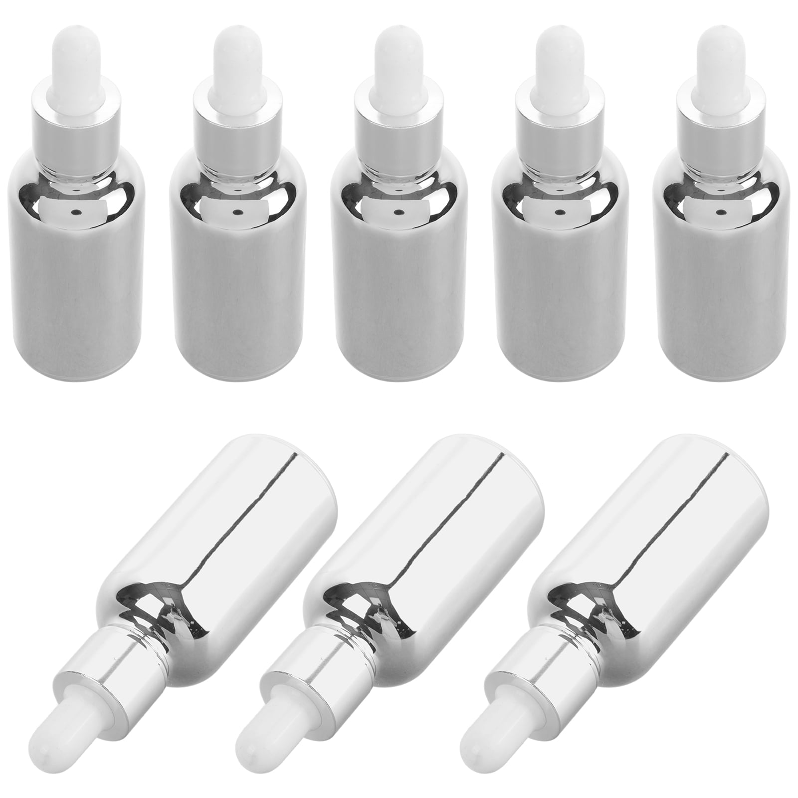Raindrops  10 Pcs Portable Small Dropper Bottles Squeezable Miss Travel Silver