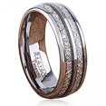 thumbnail image 1 of Two Grooves With Man-Made Meteorite Inlay Domed Tungsten Ring, 1 of 1