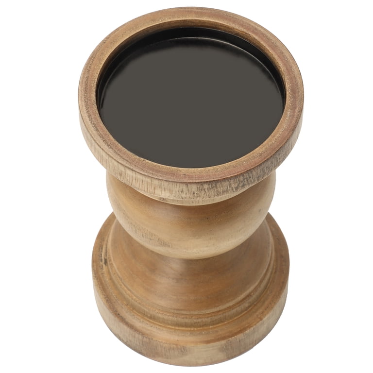 Mainstays Natural Teak Wood Pillar Candleholder, 6" photo 4