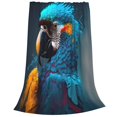 thumbnail image 2 of Rateoe Modern Style Blue Parrot Print Fuzzy Fleece Throw Blanket Extra Large,Super Soft,Fluffy and Warm Blankets for Couch,Bed,All Season Use (50"x40"), 2 of 8