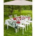 thumbnail image 3 of Red Snowman Christmas Outdoor Tablecloth - 52x70 Inch Rectangle Dining Table Cover, Xmas Snowflake Tree Grey Waterproof Outdoor Table Cloth with Umbrella Hole & Zipper for Picnic/Patio, 3 of 5