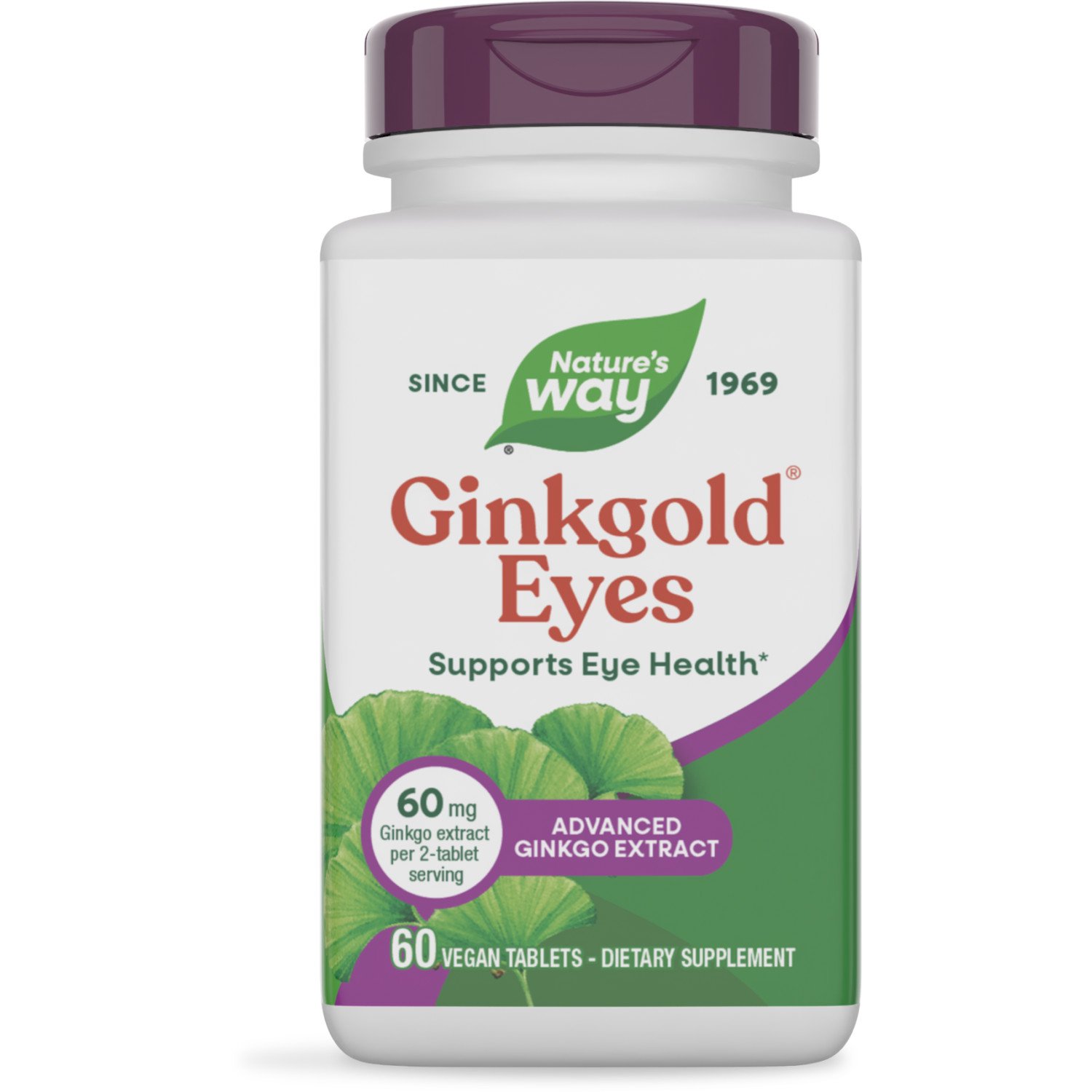 Nature's Way Ginkgold Eyes, Visual Health Formula*, Vegan, 60 Tablets