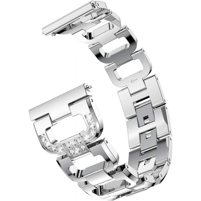 KOMI Compatible with Samsung Galaxy Watch 42mm Band, 20mm Metal Alloy Crystal Rhinestone Diamond Strap Replacement for Galaxy Watch Active 2 40mm & 44mm(20mm, Sliver)