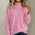 thumbnail image 2 of HOSIA Turtleneck Long Sleeve Cable Knit Sweaters for Women Ribbed Knitted Chunky Pullover Tops Comfy Casual Soft Baggy Loose Fit Trendy Jumper Top Business Dressy Casual Teacher Outfits Pink Xl, 2 of 7
