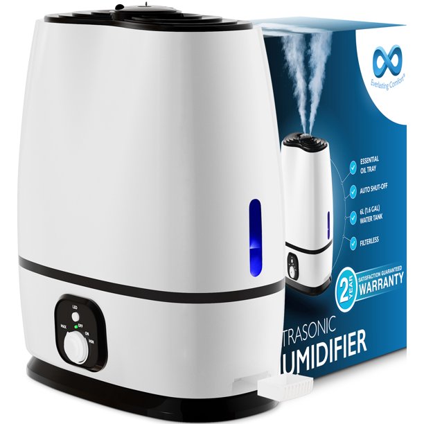 Everlasting Comfort Cool Mist Humidifier for Bedroom (6L) Filterless