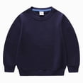 thumbnail image 2 of CAUYDY Girls Casual Crewneck Sweatshirts Long Sleeve Color Solid Loose Fit Fall Cute Pullover Tops(L101-Navy,12-18 M), 2 of 9
