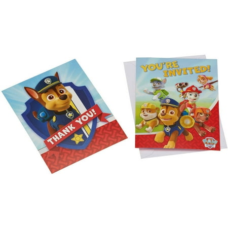paw patrol party invite and thank you combo pack 8ct walmart com