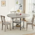 thumbnail image 1 of Table à Manger Ronde pour 4, Table de Cuisine Style Ferme avec Étagères de Rangement, Table Ronde pour le Souper, Tables de Salle à Manger en Bois avec Pattes en Métal pour Cuisine, Salon, Salle à Manger, 1 of 7