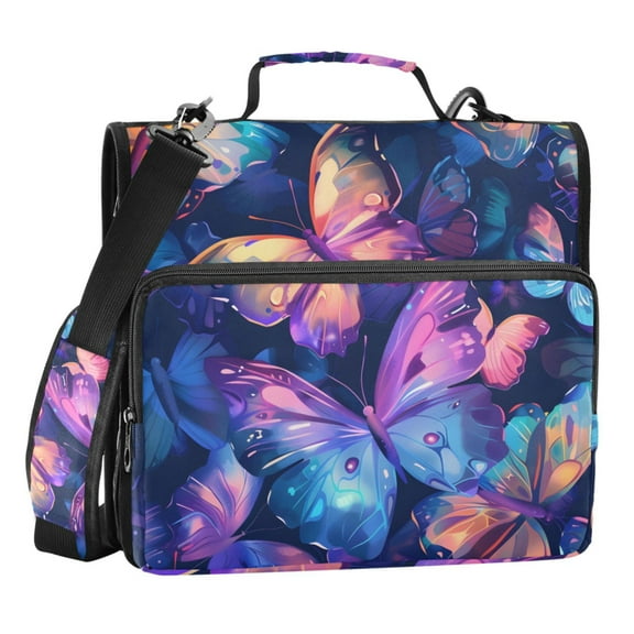 ALAZA Zipper Binder Butterfly Magic 3 Ring Trapper Keeper File Folder Organizer Bag
