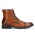 thumbnail image 2 of Jazamé Men's Carson Distressed Cap Toe Tall Motorcycle Miltiary Combat Boots, Cognac, 11, 2 of 6