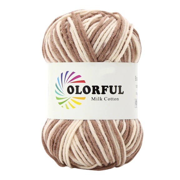 Milk Cotton Yarn, Baby Soft Yarn, Variegated Yarn, 5-Ply Cotton Crochet Yarn, Ombre YarnforCrocheting, 1 Pc Skein, Hand Knitting Crafts, Neutral Brown Cream Blend
