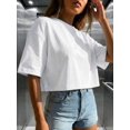 thumbnail image 1 of Camiseta Mujer Cuello Redondo Holgada Blanco Minimalista, 1 of 25