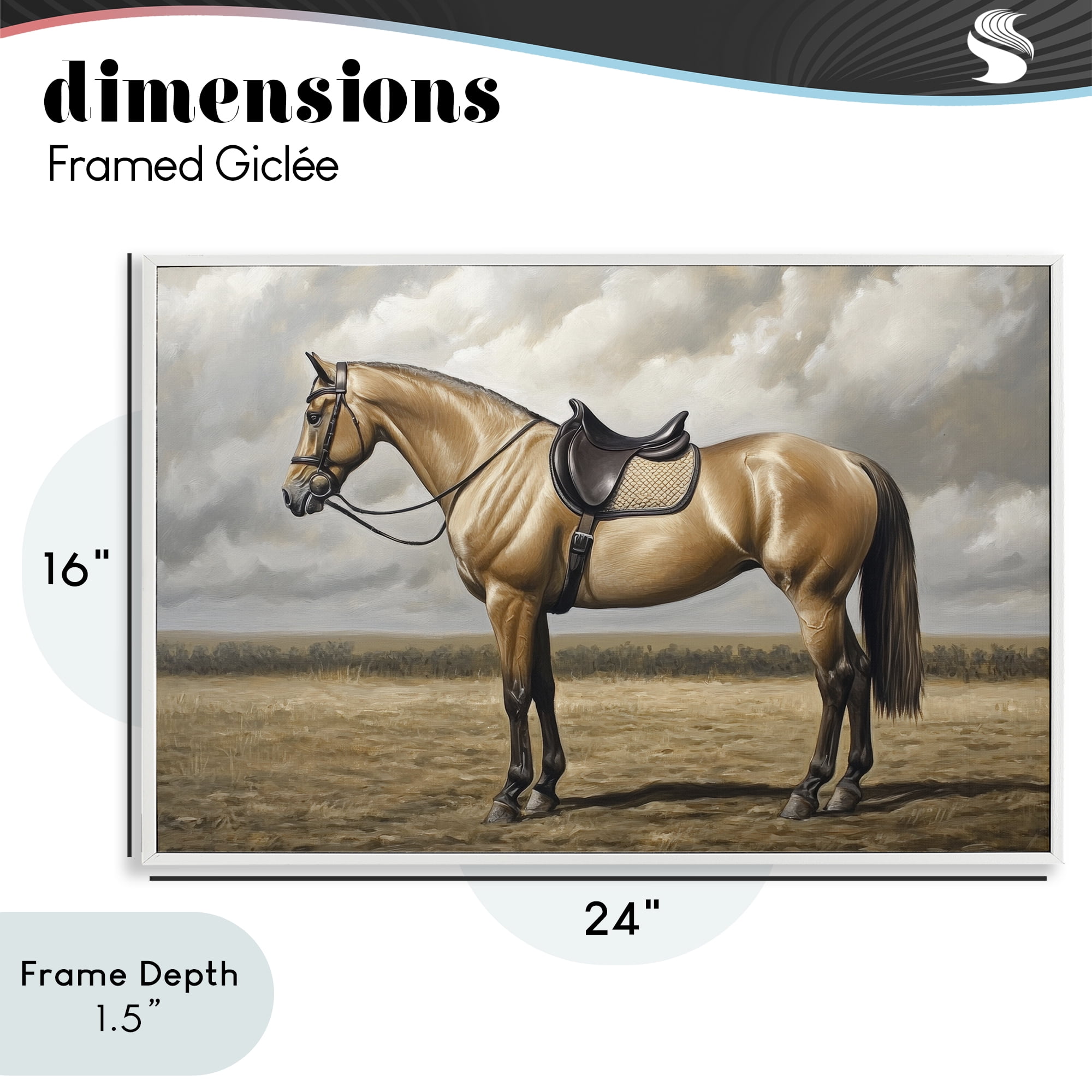 Stupell Industries Shiny Mare Saddled Up White Framed Giclee Art, design by Petal Prints Design