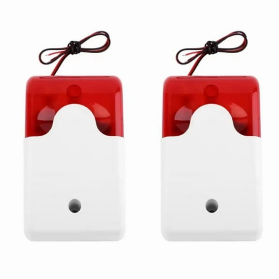 Flash LED Strobe Light Wired Siren 12V Work for Burglar Alarm System Mini Strobe Siren Indicator Light Sound Alarm Siren,2 x Flashing siren horns,White & Red