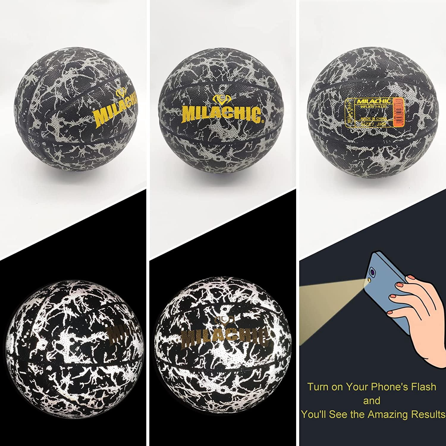 KPASON Customized Basketball, Custom Name or Photos on Basketball, Personalized Holographic Basketball Indoor Outdoor Official Size 7/29.5", Special Basketball Gifts for Boys, Girls, Men, Women