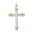 thumbnail image 4 of 925 Sterling Silver Rhodium Plated and Gold-Plated Rope Cross Shaped Pendant, 4 of 5