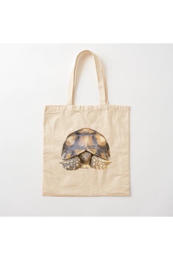 Sulcata Tortoise Canvas Tote Bags, Reusable Shopping Bag