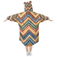 thumbnail image 2 of FORMRS Wearable Blanket Hoodie with Sleeves for Kids Cozy Flannel Sweatshirt, Orange Geometric, 2 of 7