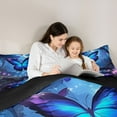 thumbnail image 5 of Feelyou Blue Butterfly Kids Full Size Comforter Sets, Dreamy Jungle Animal Bedding Comforter Set, Fairt Tale Princess Reversible Bedding Sets, Luxury Bedroom Decor, 3-Piece, 5 of 8