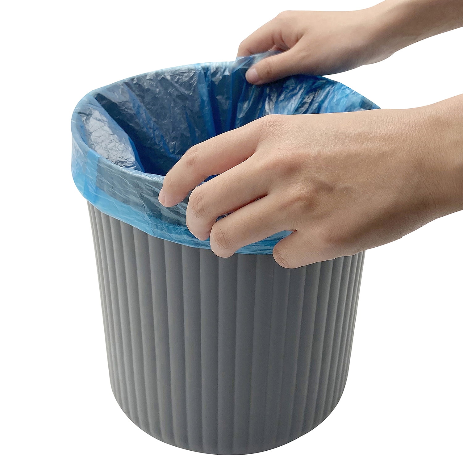 (3 pack) Mainstays 1.64 Gallon Plastic Ribbed Trash Can, Grey