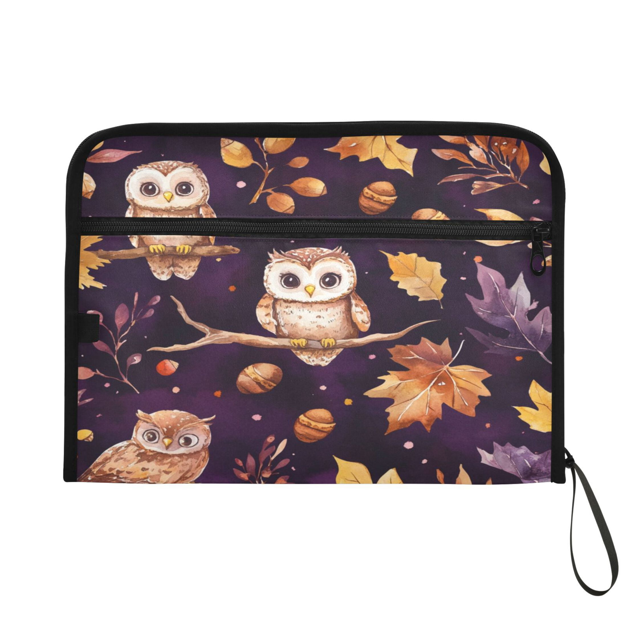 WOBOGO Adorable Baby Owls and Acorns Pattern Expanding File Folder Letter Size Accordion Filing Organizer 13 Pocket Separate Organ Pocket