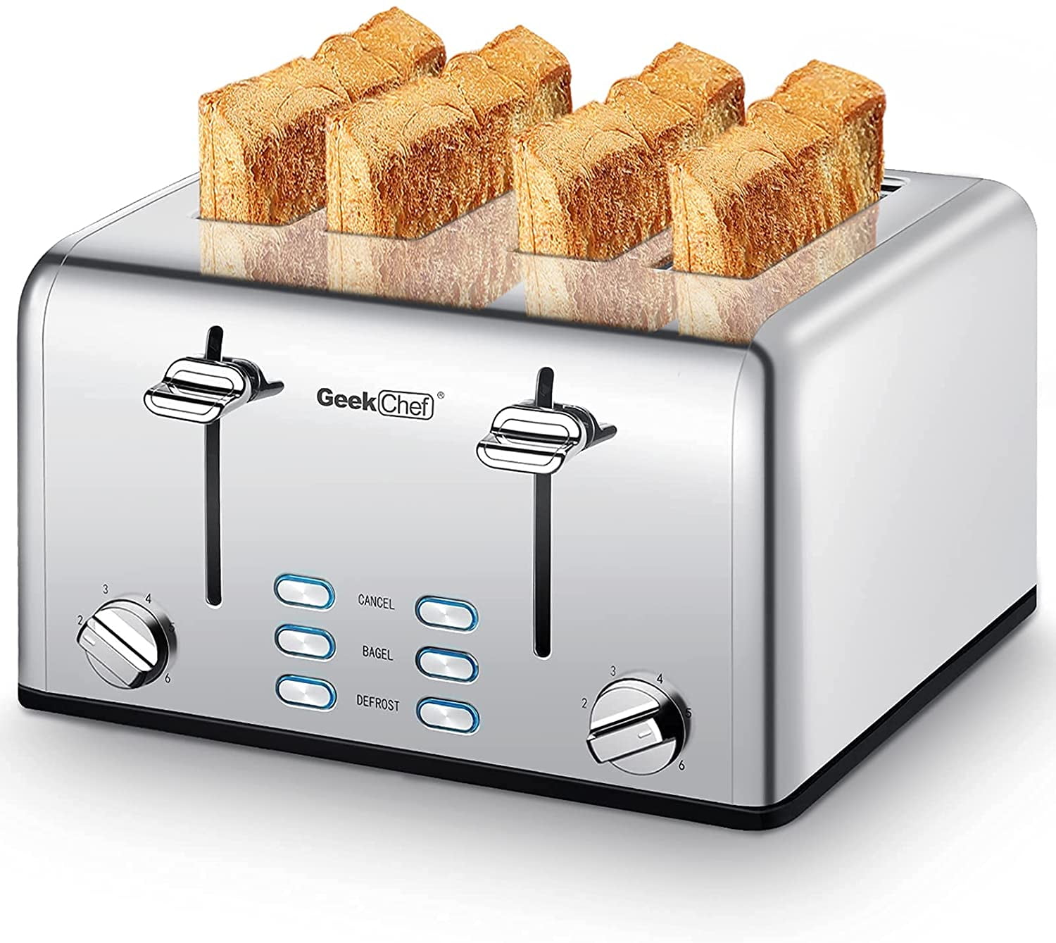 Toaster 2 Slice Wide Slot Bread Bagel Dual Function Breakfast Cool Touch White 