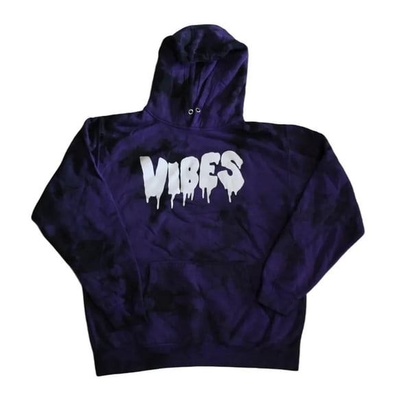 Vibes Tie Dye Women's Hoodie with a Kangaroo Pocket and No Drawstring (XL)