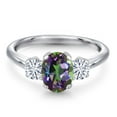 thumbnail image 3 of Gem Stone King 925 Sterling Silver Ring Mystic Topaz Moissanite (2.04 Cttw), 3 of 7