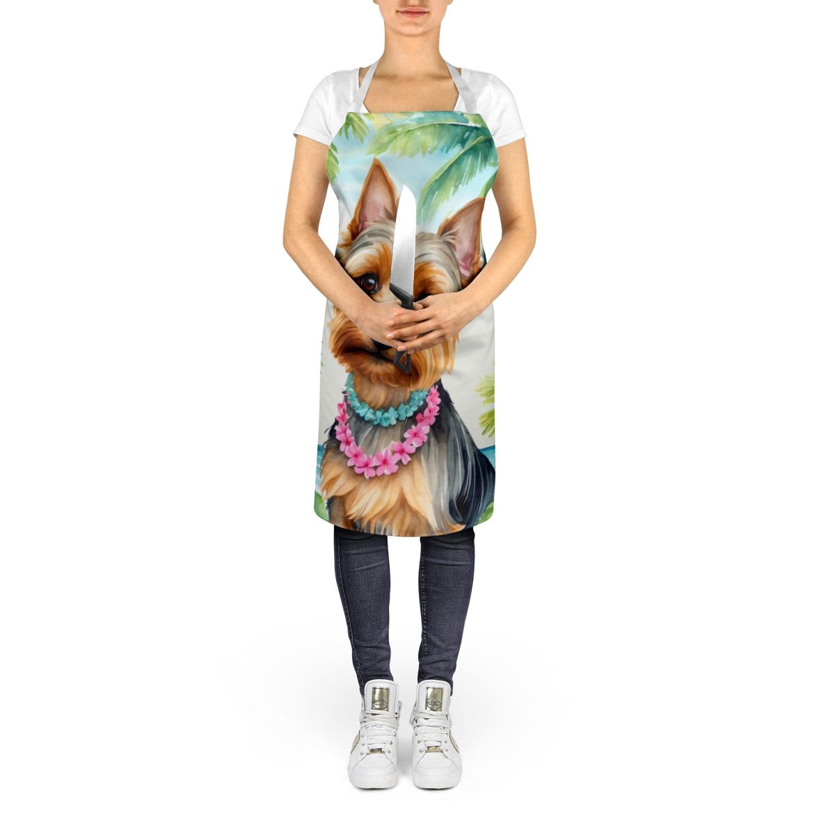 Silky Terrier Luau Apron 27 in x 30 in