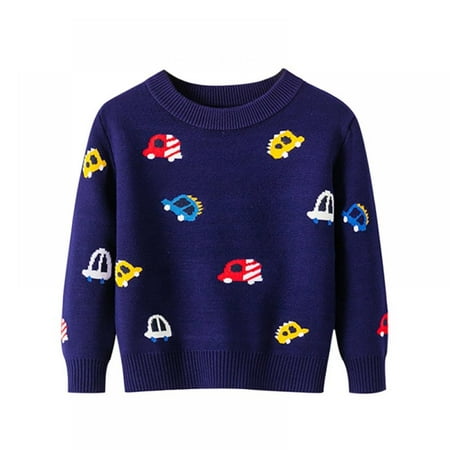

BULLPIANO Kids Boys Knit Sweater Long Sleeve Round Collar Sweatshirt Baby Cotton Pullover Sweater 2-7T