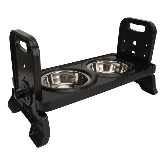 Adjustable Heights Raised Dog Bowl, Black Stainless Steel Prevent Spill Elevated Dog Bowls for Puppy for Pet Supplies