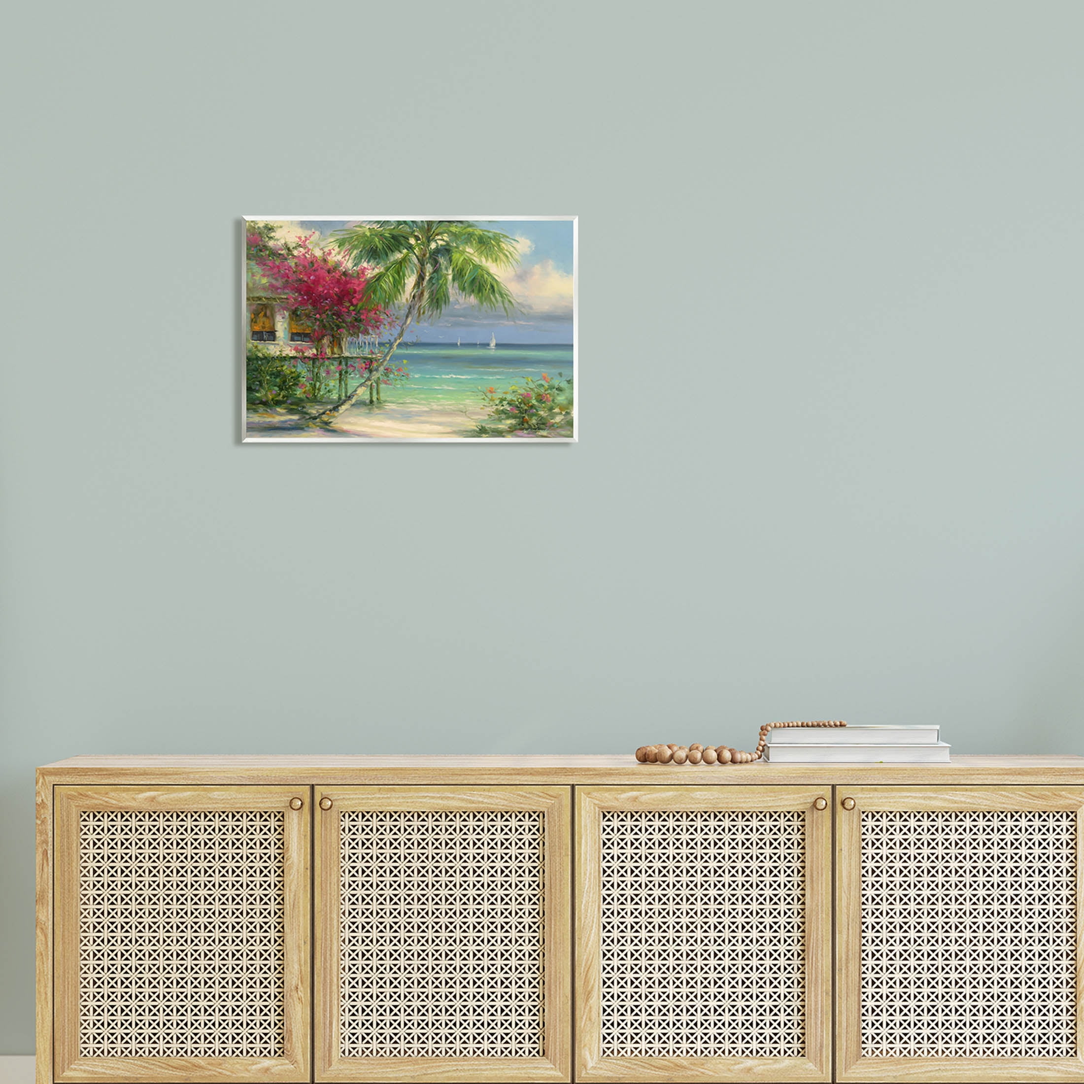 Floral Tropical Summer Vacation Resort Landscape Painting Unframed Art Print Wall Art