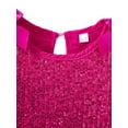 thumbnail image 5 of Girls Red Dresses Summer Outfits Toddler Ribbon Bow Sleeveless Shift Glitter Birthday Party Trim Ruffle Princess A-Line Kids Formal Champagne Dress 6-7 Years, 5 of 5