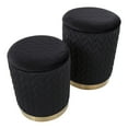 thumbnail image 2 of Lumisource Marla Contemporary/Glam Quilted Ottoman Set in Gold Metal and Black Velvet, 2 of 6