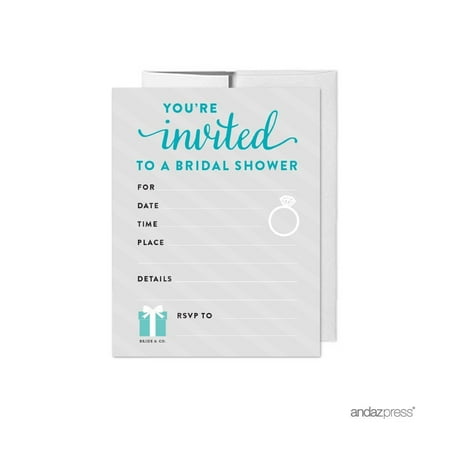 Blank Invitations - Bride & Co. Bridal Shower Blank Invitations, 20-Pack