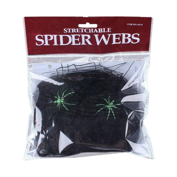 Telaraña elástica para Halloween, decoración de telarañas, suministros para fiestas, súper Negro