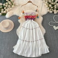 thumbnail image 4 of Holiday Beach Vestidos Spaghetti Strap Knit Patchwork Sleeveless A-line Dresses Ethnic Style Color-block Dress Summer Dropship, 4 of 7