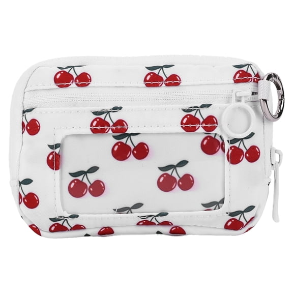 HUISZJ Wristlet Wallet, Keychain Mini Pursewith Coin Pouch & Zipper, Travel Wristlet Wallet for Outdoor Sport Walking (White Cherry)