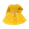 thumbnail image 2 of HOMADLES Girls Fall Dress Casual Long Sleeve T Shirt Dress for Kid Girls Crewneck Layered Solid Princess Dress Yellow 4-5T, 2 of 3