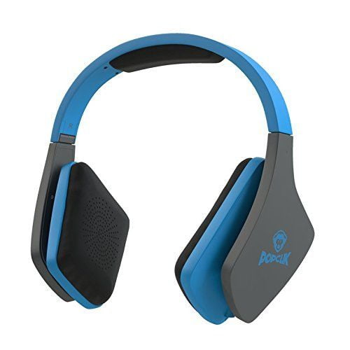 PopClik Jump! Lightweight Over The Ear Headphones, Blue/Gray